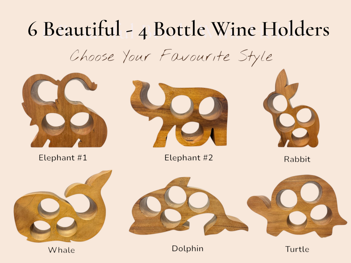 Acacia Wood 4 bottle Wine holder and bar display