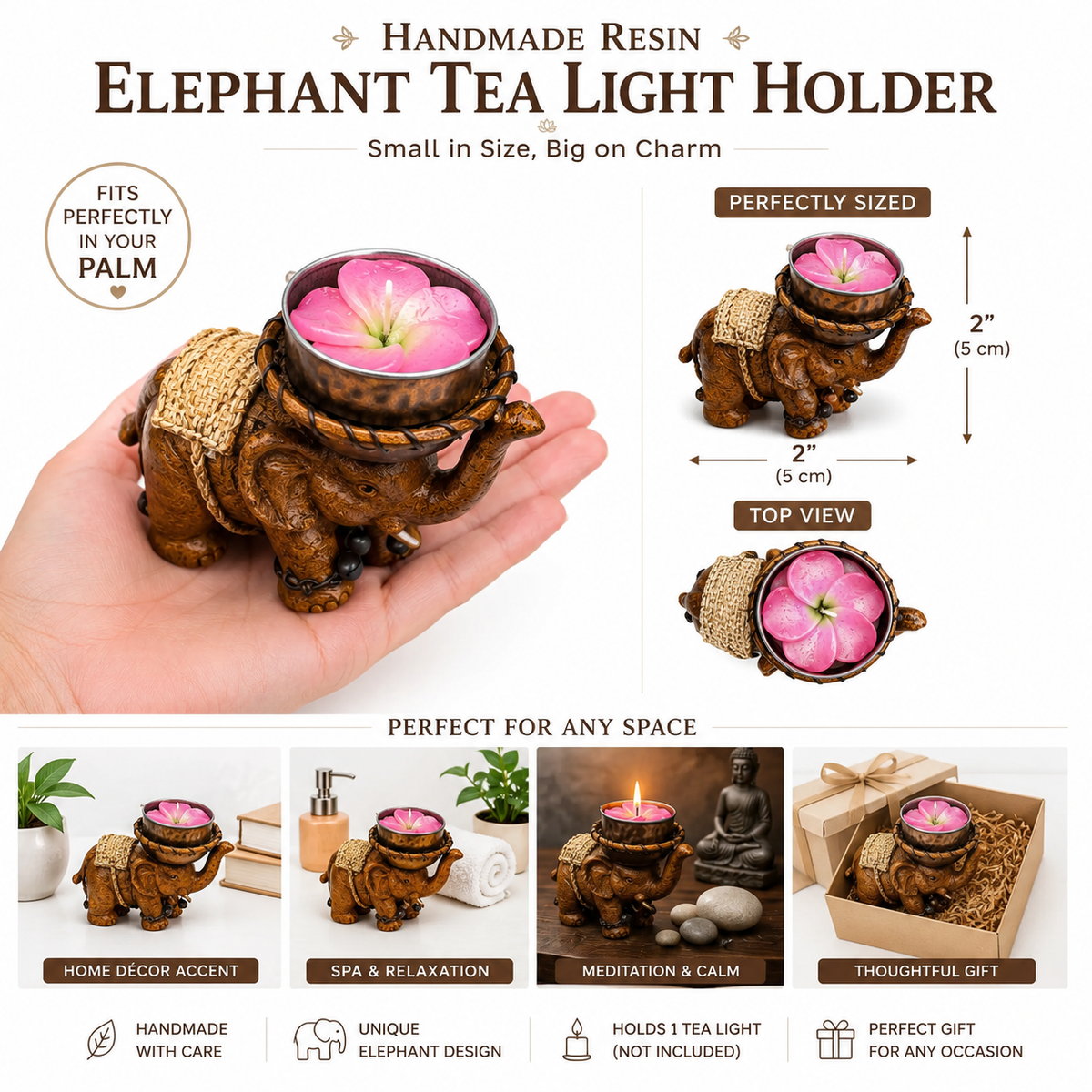 Small Elephant Tea Light Holder