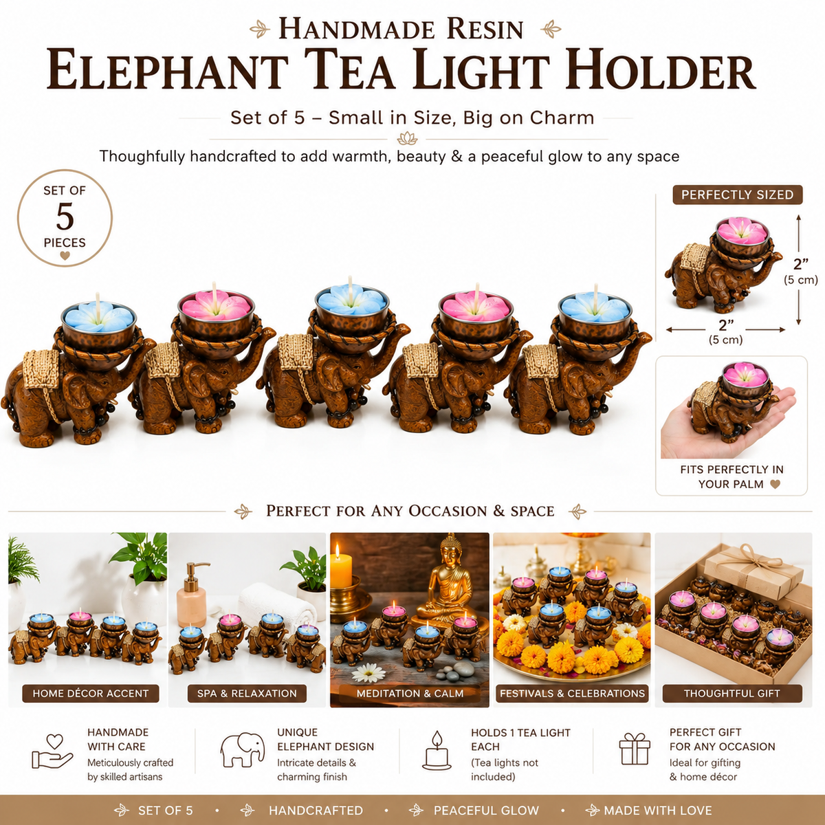 Small Elephant Tea Light Holder