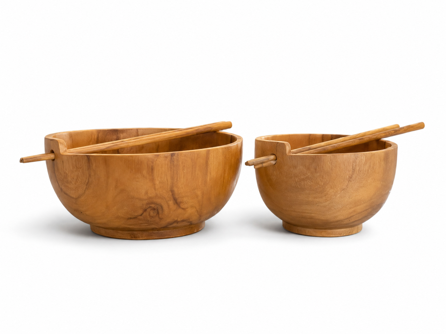 Teakwood noodle and soup bowl with wooden chopsticks