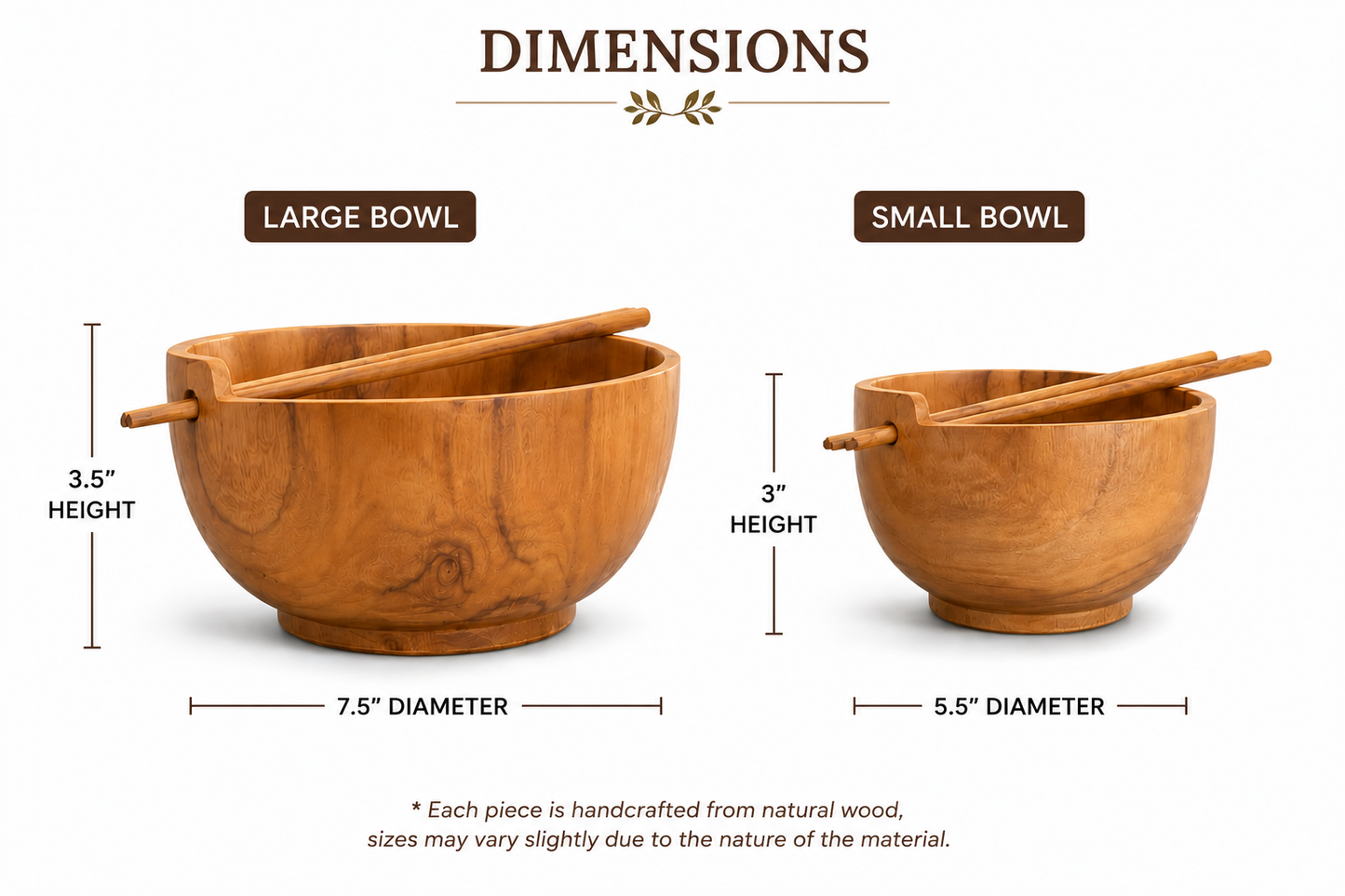 Teakwood noodle and soup bowl with wooden chopsticks