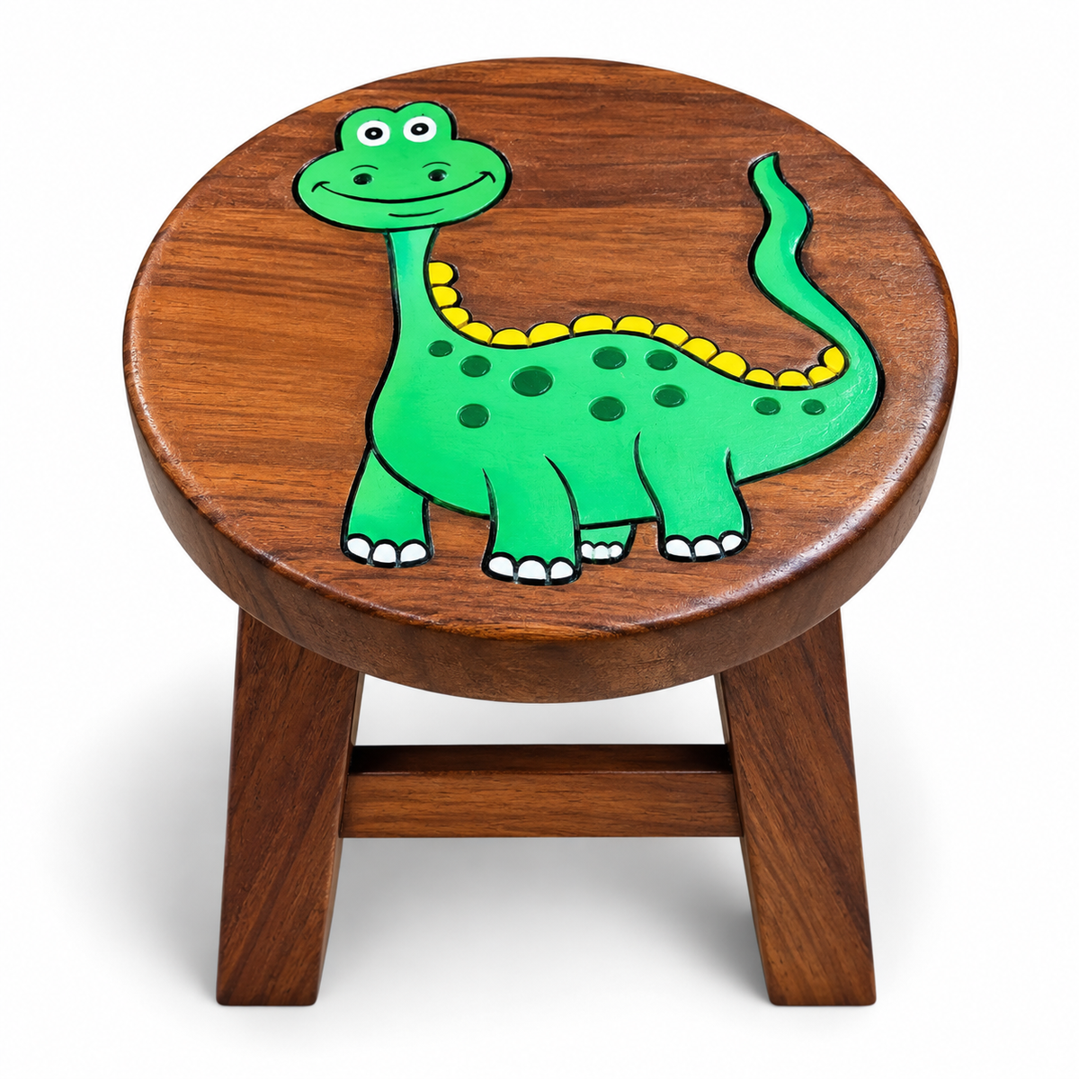 Hand-Painted Wooden Kids Stool – Engraved Animal Designs
