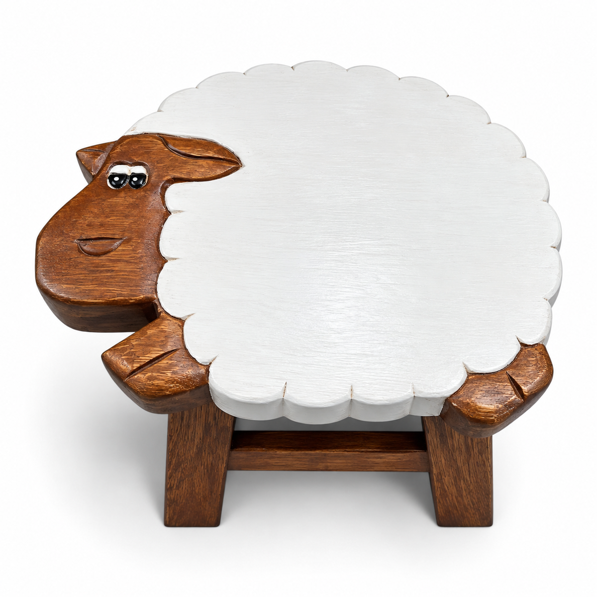 Hand-Painted Wooden Kids Stool – Engraved Animal Designs