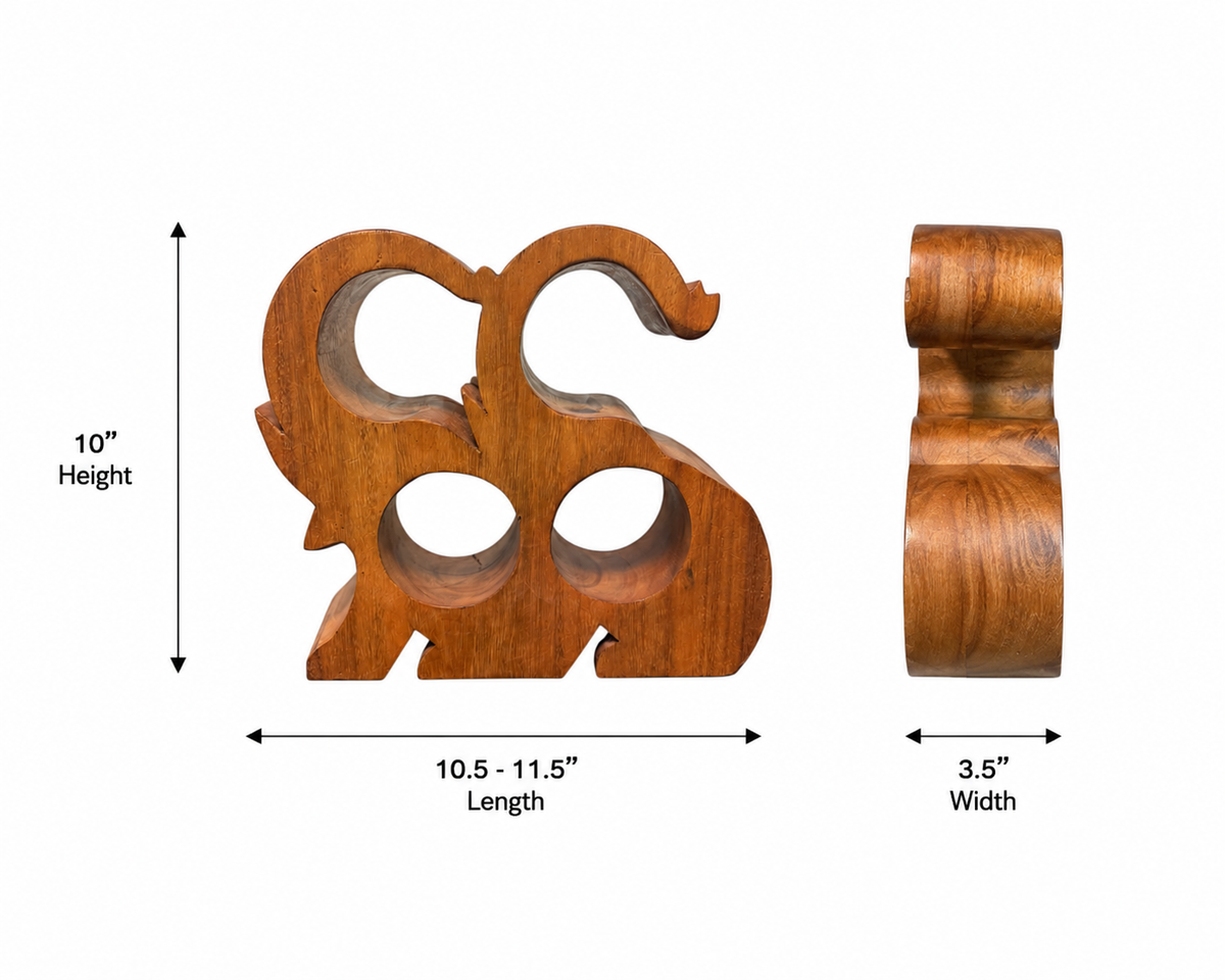 Elephant shaped - Acacia Wood 4 bottle Wine holder and bar display