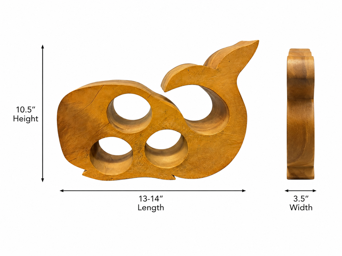 Turtle shaped - Acacia Wood 4 bottle Wine holder and bar display