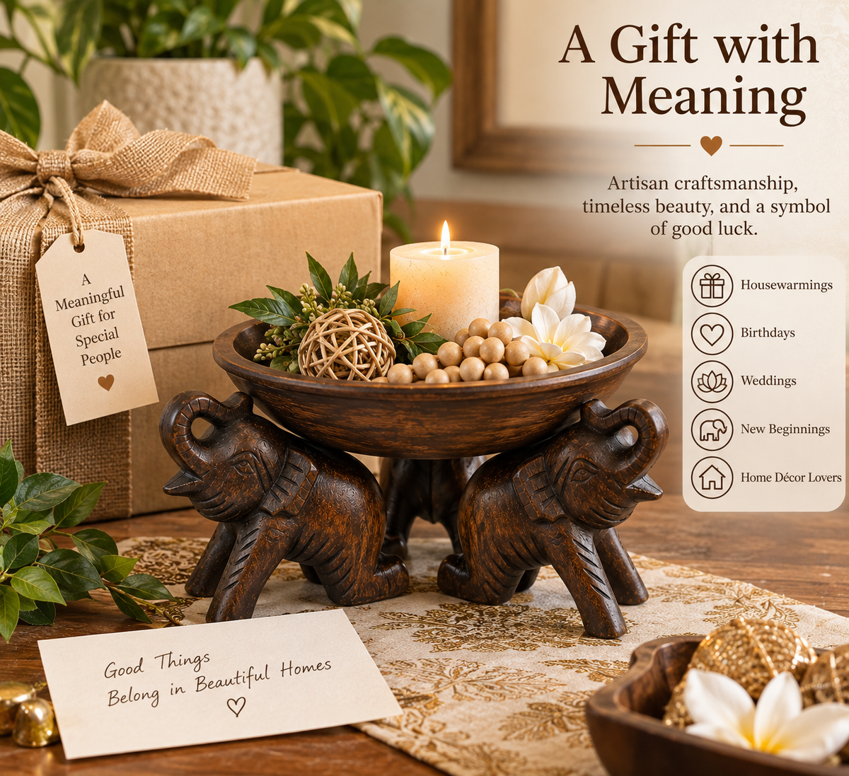 Handcraved Elephant Tray