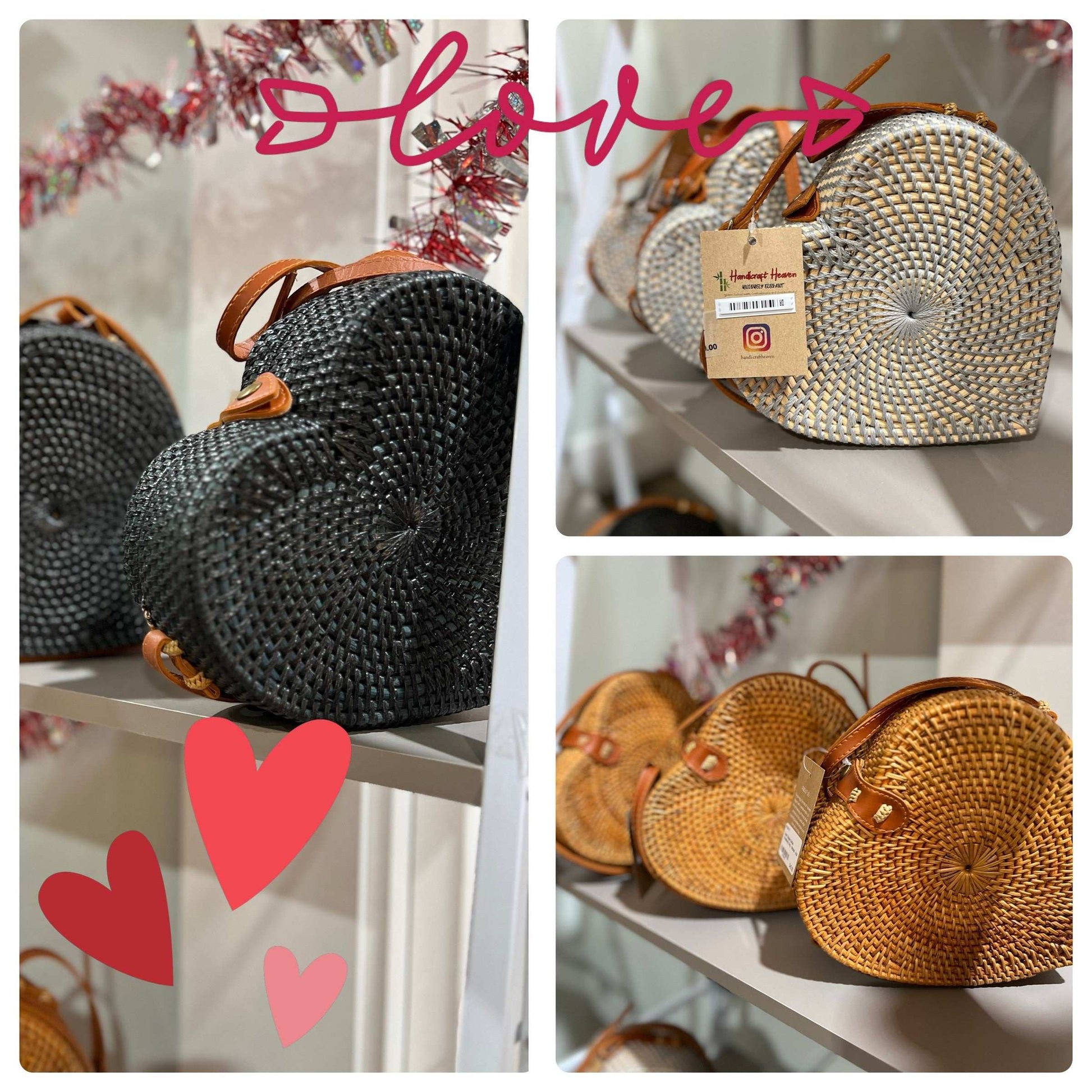 Stylish Heart-Shaped Rattan Crossbody Bag – Unique & Trendy Gift