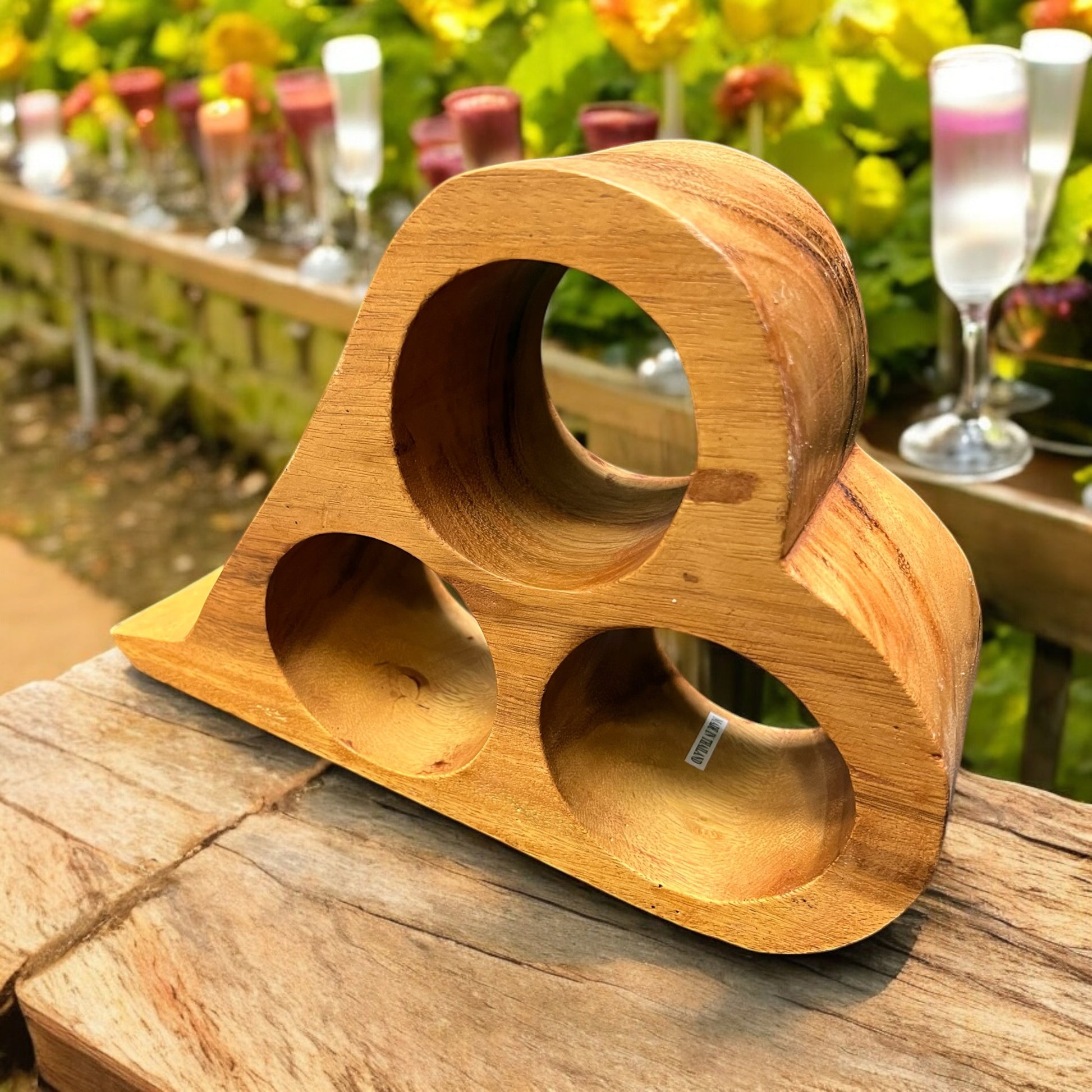 Heart shaped Wooden 3 wine  bottle holder 