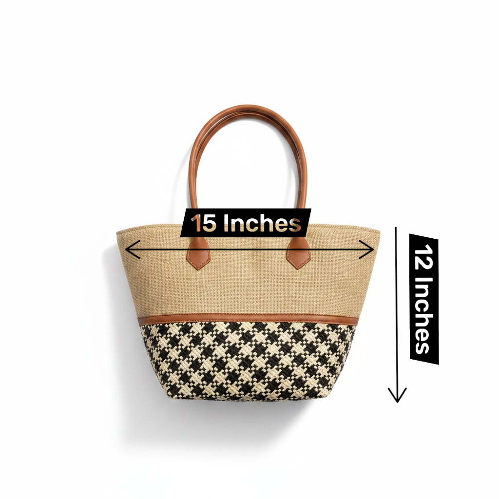 Tote bag with measurements on a white background