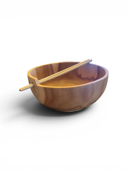 Teakwood Noodle & Soup Bowl with Chopsticks