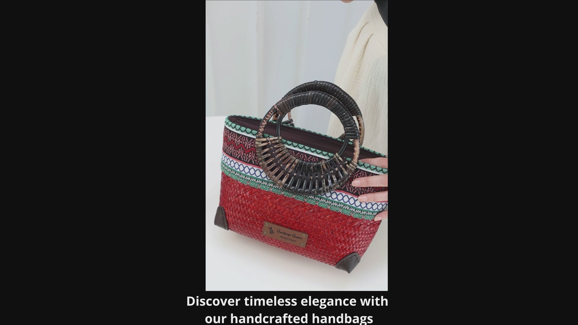 video of wooden handle bag