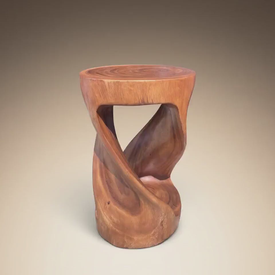 Video of Hand Carved Rainwood Twist Stool