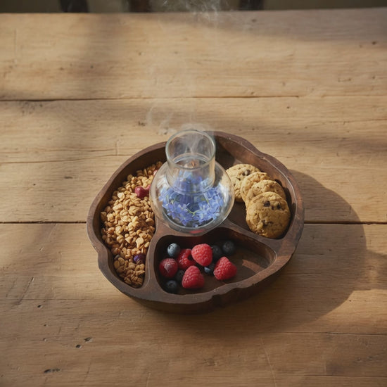Teak wood tea light holder with Tray